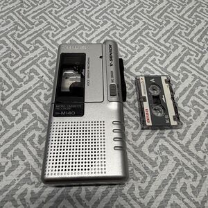 Aiwa TP-M140 Micro Cassette Recorder Silver V-Sensor Voice Recording + Tape
